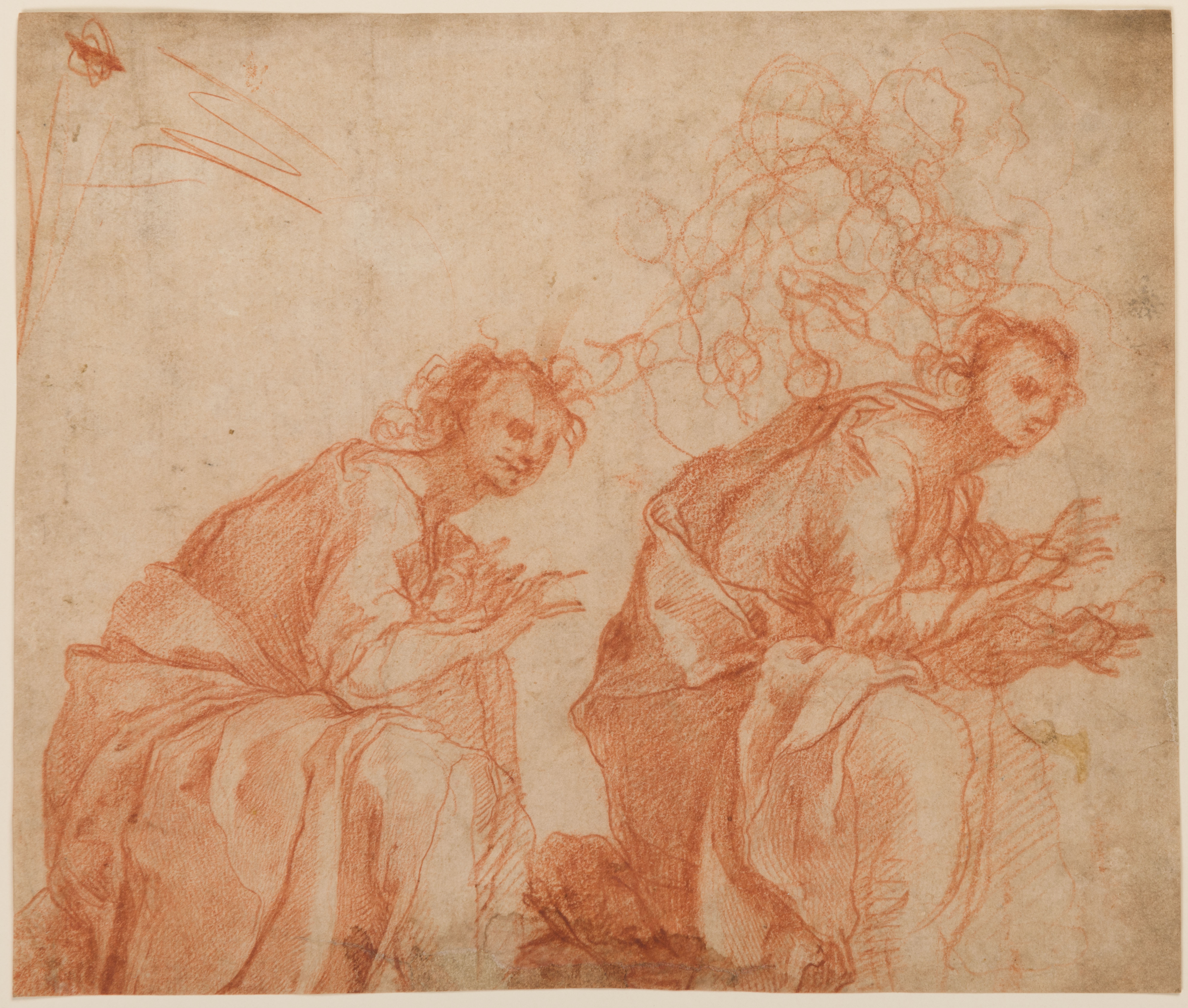 Two Studies of a Kneeling Figure [recto]; Jupiter Seated on a Cloud with an Eagle [verso]